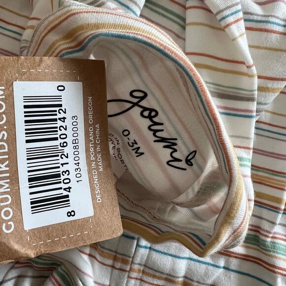 NWT Goumi Kids Boardwalk Stripe Baby Zipper One Piece SZ 0-3 mo Bamboo Jumpsuit - Picture 3 of 3